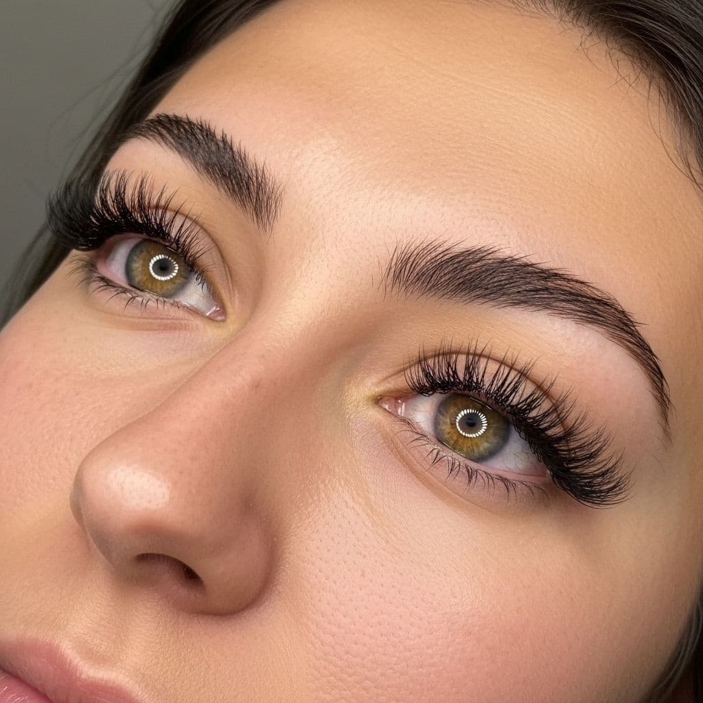 Wet Look lash extensions finished result